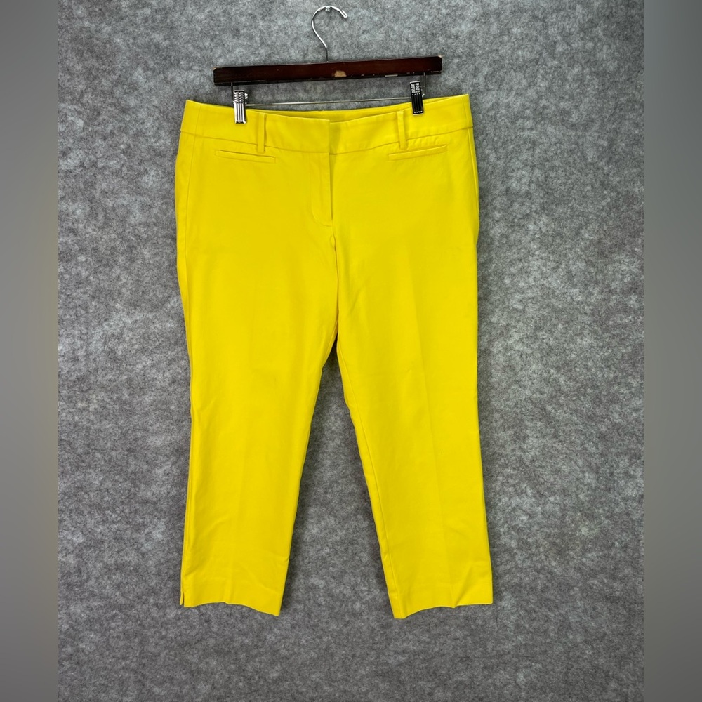 Ann Taylor LOFT Pants Womens 10 Yellow Marisa Riviera Crop Twill Stretch.